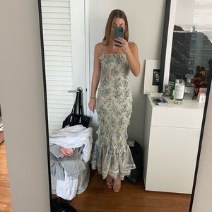 *SOLD* V. Chapman Geranium Dress Blue Bouquet